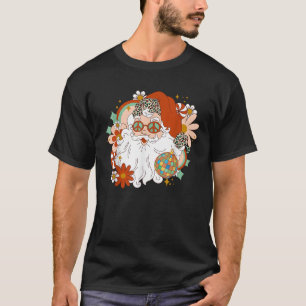 Hippie Santa Claus Floral Peace Sign Xmas Retro Ch T-Shirt