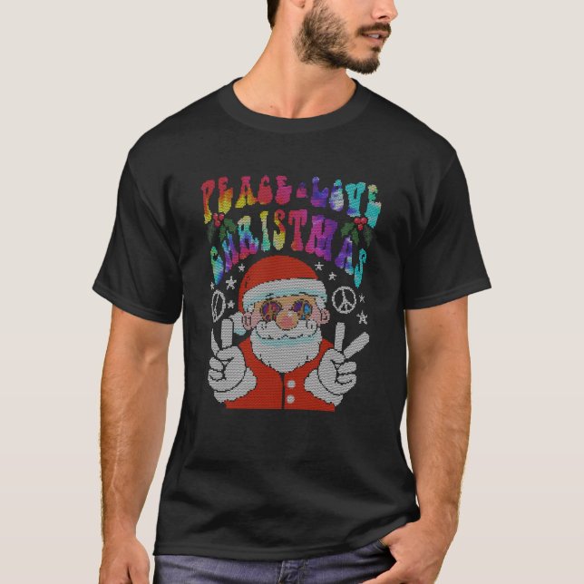 Hippie Santa Claus Tye Dye Peace Love Ugly Christm T-Shirt (Front)