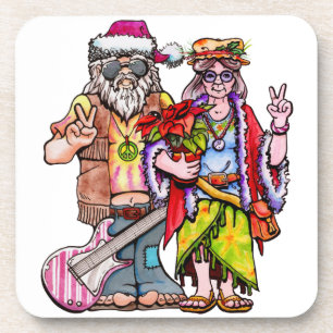 Hippie Santa Couple Coaster