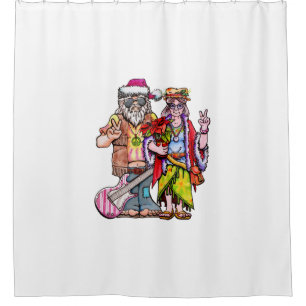 Hippie Santa Couple Shower Curtain