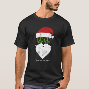 Hippie Santa Groovy Christmas Merry Love and Peace T-Shirt