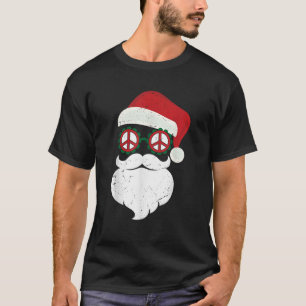 Hippie Santa Groovy Peace Sign Funny Christmas Paj T-Shirt