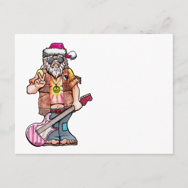 Hippie Santa Holiday Postcard (Front)