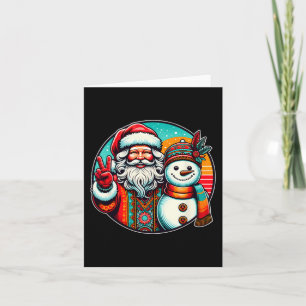 Hippie Santa Retro Snowman Bohemian Christmas  Card
