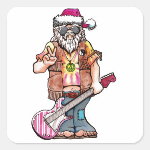 Hippie Santa Square Sticker