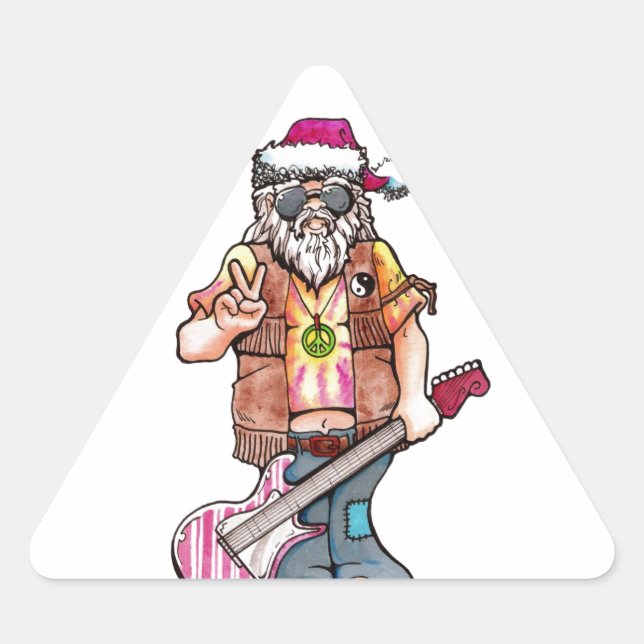 Hippie Santa Triangle Sticker (Front)