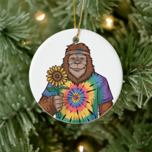 Hippie Sasquatch Ceramic Tree Decoration