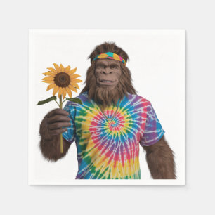 Hippie Sasquatch in Tiedye With Sunflower Napkin