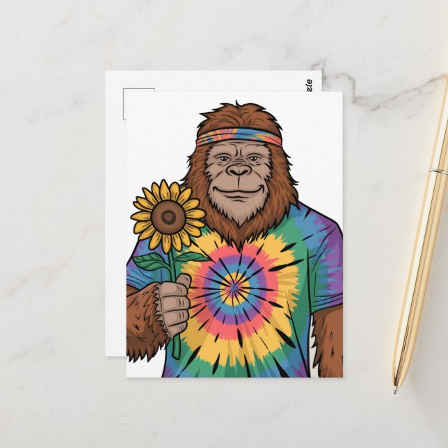 Hippie Sasquatch Postcard (Front/Back In Situ)