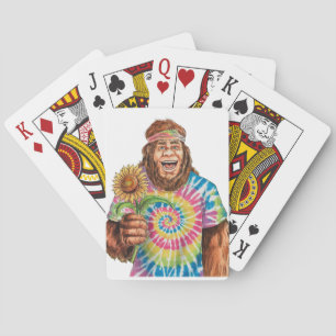 Hippie Sasquatch With Sunflower Playing Cards