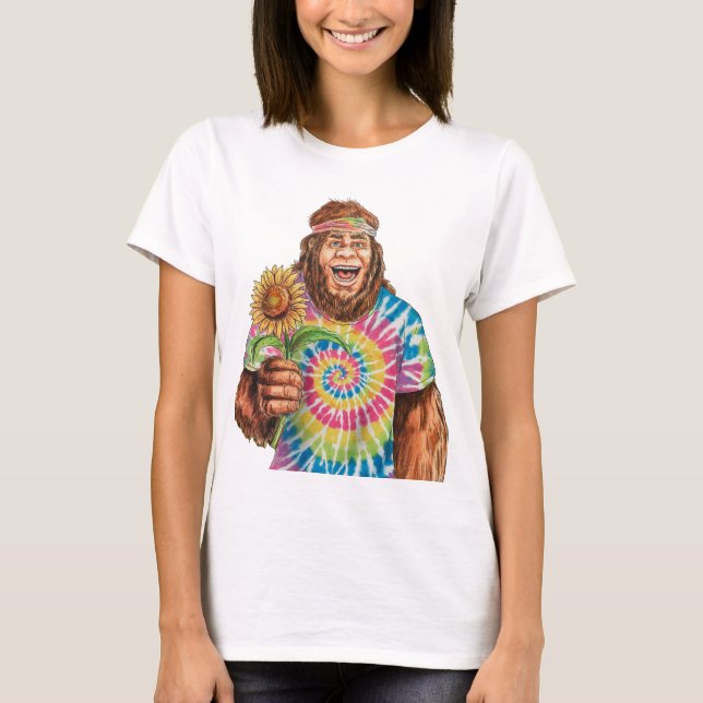 Hippie Sasquatch With Sunflower T-Shirt (Front)