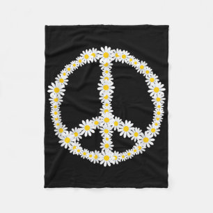 Hippie Sign Flowers Anti-war Logo Daisies Peace Si Fleece Blanket