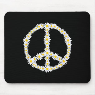 Hippie Sign Flowers Anti-war Logo Daisies Peace Si Mouse Mat