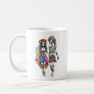 Hippie Skeleton Couple Coffee Mug