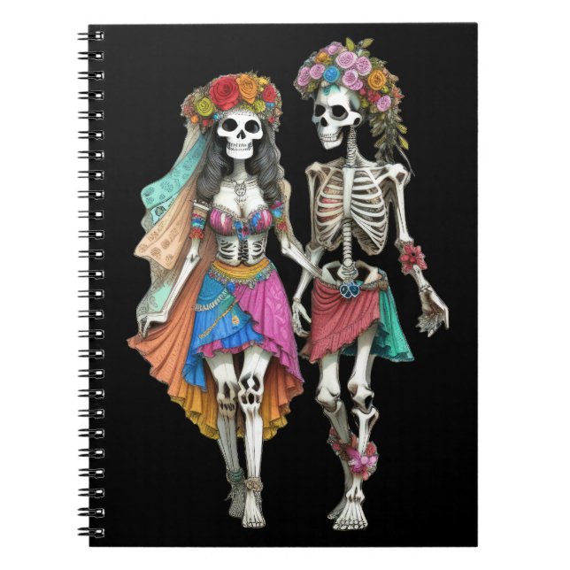 Hippie Skeleton Couple Notebook (Front)