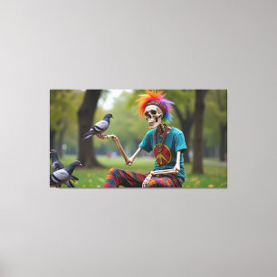 Hippie Skeleton in the Park  Canvas Print