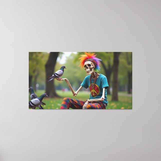 Hippie Skeleton in the Park  Canvas Print (Front)