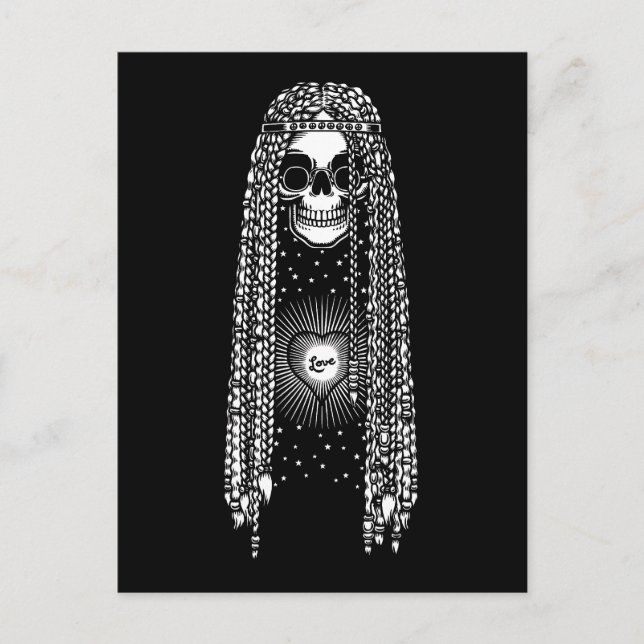 Hippie Skull of Love Postcard (Front)