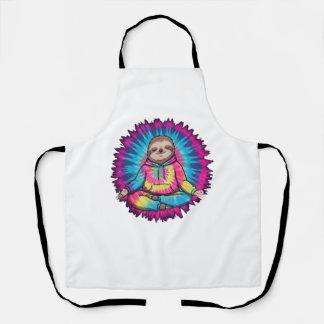Hippie Sloth Peace Sign Tie-Dy Apron