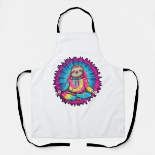 Hippie Sloth Peace Sign Tie-Dy Apron