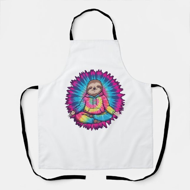 Hippie Sloth Peace Sign Tie-Dy Apron (Front)