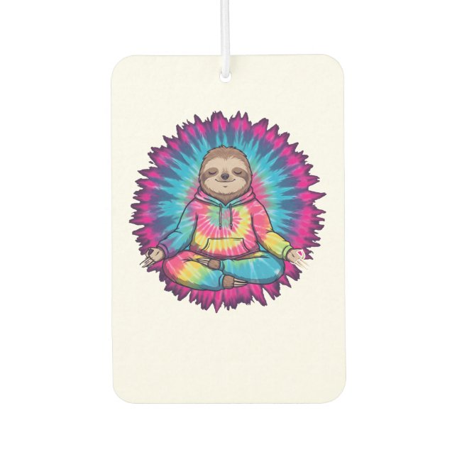Hippie Sloth Peace Sign Tie-Dy Car Air Freshener (Front)