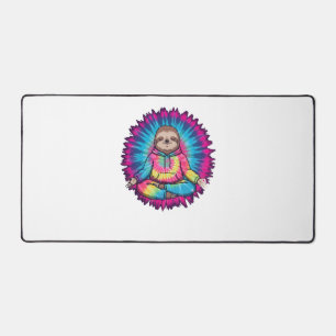 Hippie Sloth Peace Sign Tie-Dy Desk Mat