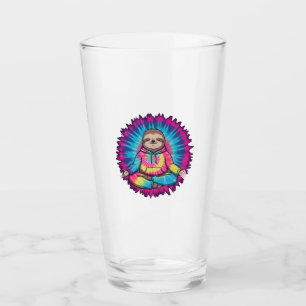 Hippie Sloth Peace Sign Tie-Dy Glass