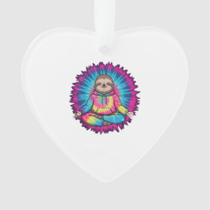 Hippie Sloth Peace Sign Tie-Dy Ornament