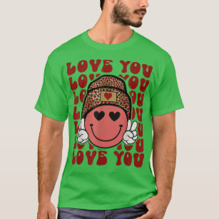Hippie Smiling Face Wearing Beanie Hat Love You Va T-Shirt