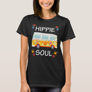 Hippie Soul Colourful Floral Retro Van Life Love P T-Shirt