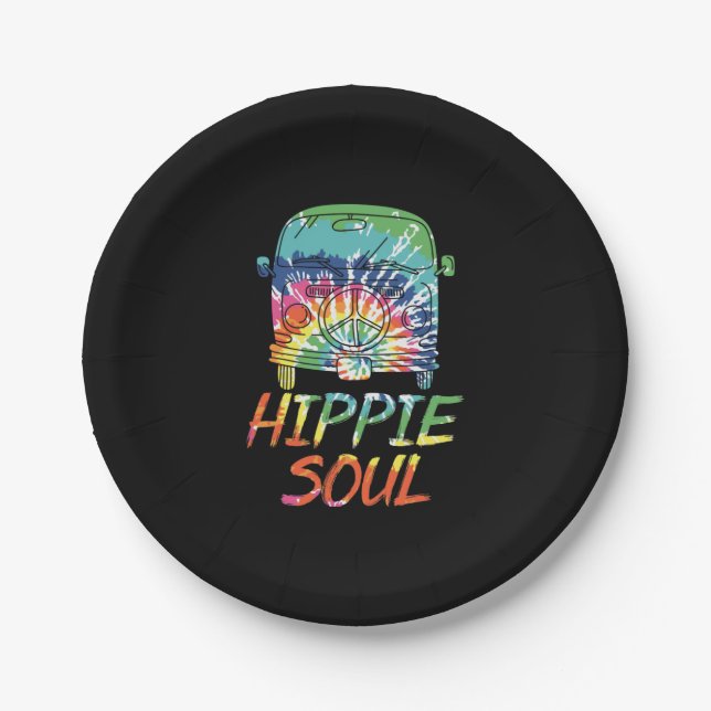 Hippie Soul Microbus Van Hippie Lifestyle Hippie Paper Plate (Front)