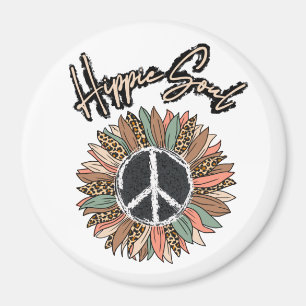 Hippie Soul Peace Sign Sunflower Magnet