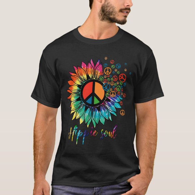 Hippie Soul Sun Flower Colour Leopard Circle T-Shirt (Front)
