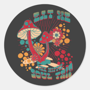 Hippie Soul Trip Summer Vintage Mushroom Classic Round Sticker