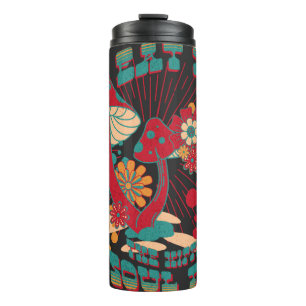 Hippie Soul Trip Summer Vintage Mushroom Thermal Tumbler