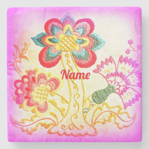 hippie-style palm tree Thunder _Cove Stone Coaster