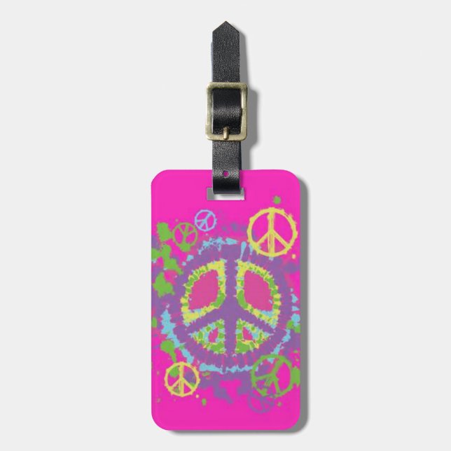 Hippie Style Peace Sign Luggage Tag (Front Vertical)