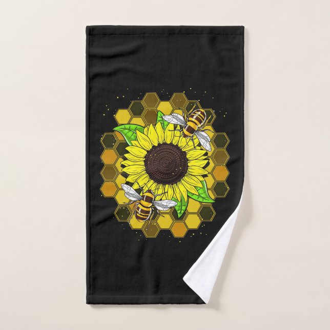 Hippie Sunflower Bees Hand Towel (Hand Towel)