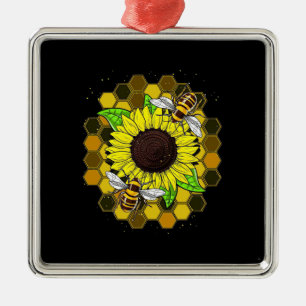 Hippie Sunflower Bees Metal Tree Decoration