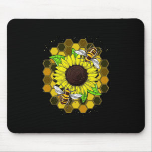 Hippie Sunflower Bees Mouse Mat