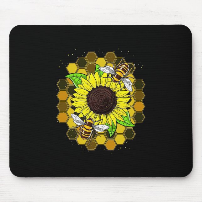 Hippie Sunflower Bees Mouse Mat (Front)