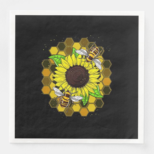 Hippie Sunflower Bees Napkin (Front)
