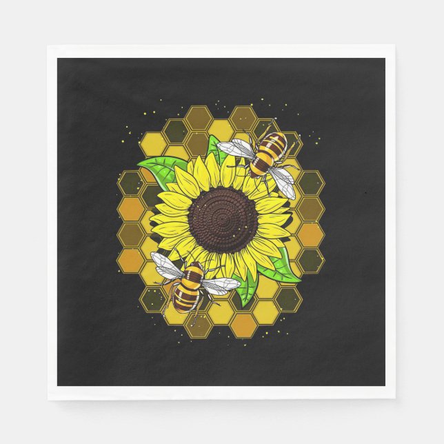 Hippie Sunflower Bees Napkin (Front)