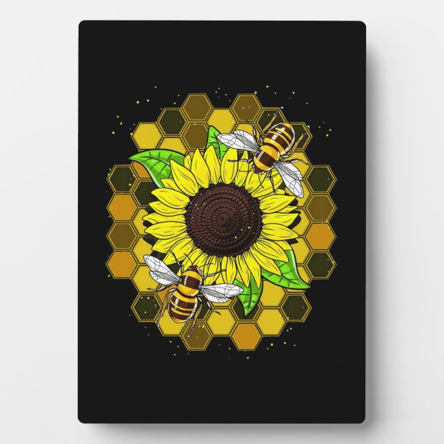 Hippie Sunflower Bees Plaque (Front)