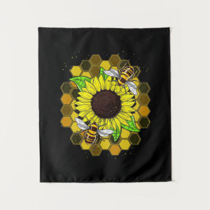 Hippie Sunflower Bees Tapestry