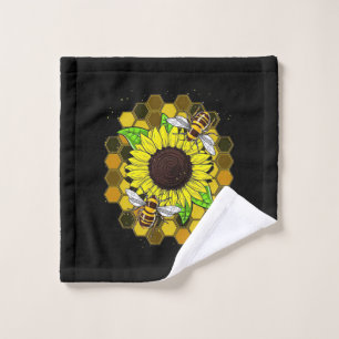 Hippie Sunflower Bees Wash Cloth