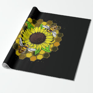 Hippie Sunflower Bees Wrapping Paper