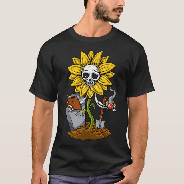 Hippie Sunflower Skeleton T-Shirt (Front)