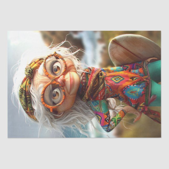 Hippie Surfin Grama Decoupage  Tissue Paper (Front)